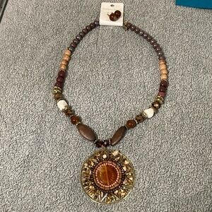 Large southwestern style necklace and earrings